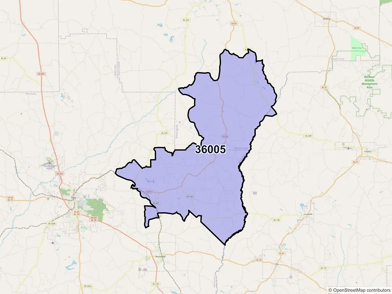 Map of ZIP Code 36005 — Banks, AL