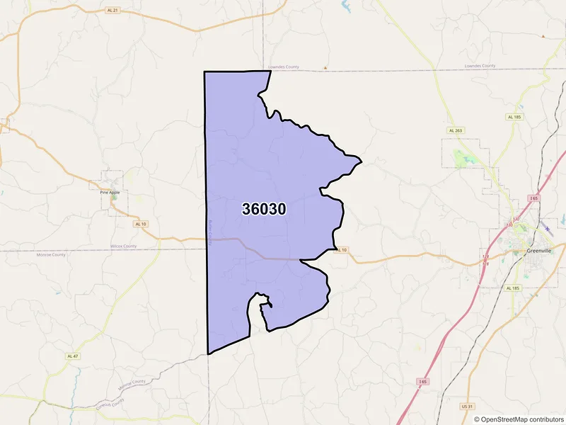 Map of Forest Home, Alabama and ZIP codes
