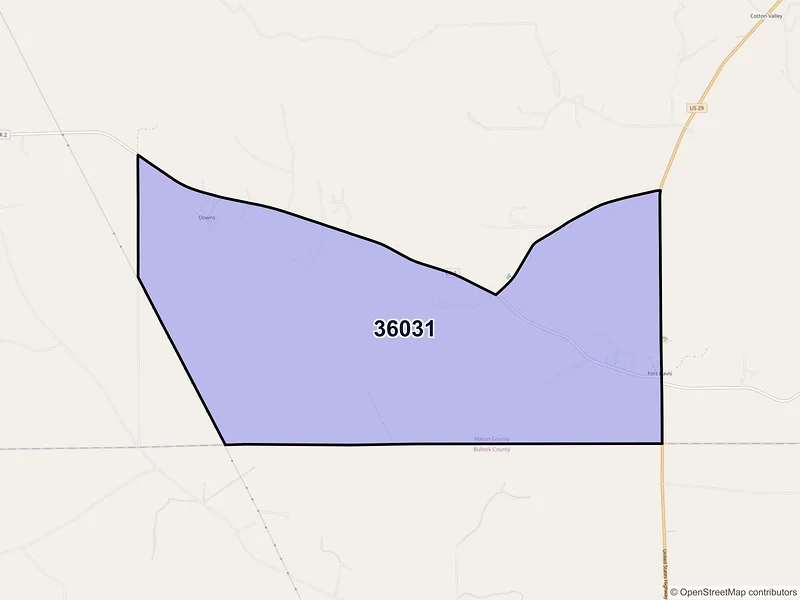 Map of Fort Davis, Alabama and ZIP codes