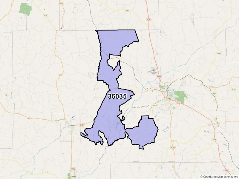 Map of ZIP Code 36035 — Goshen, AL