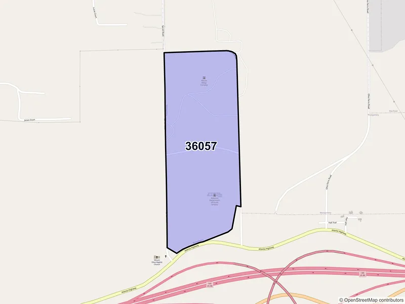 Map of Mount Meigs, Alabama and ZIP codes