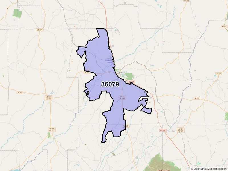 Map of ZIP Code 36079 — Troy, AL