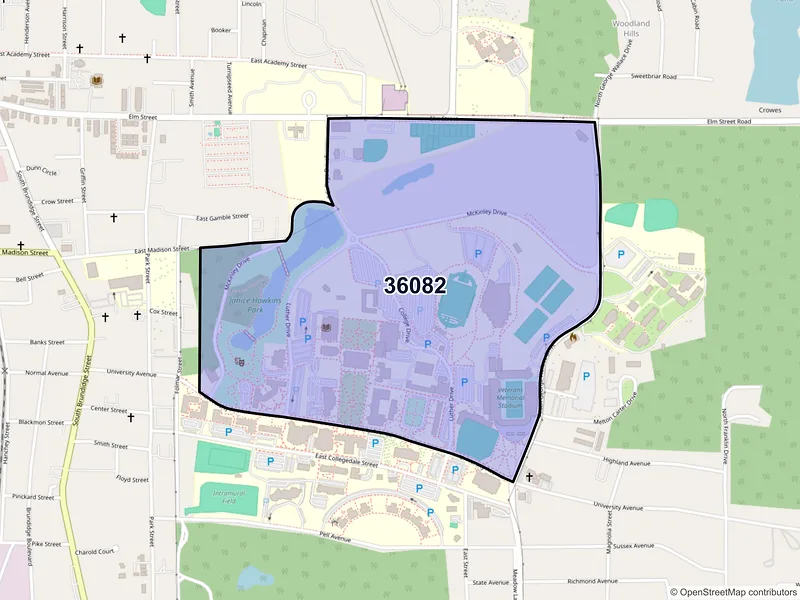 Map of ZIP Code 36082 — Troy, AL