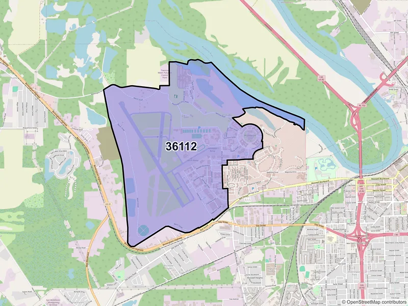 Map of ZIP Code 36112 — Montgomery, AL