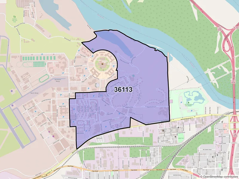 Map of ZIP Code 36113 — Montgomery, AL