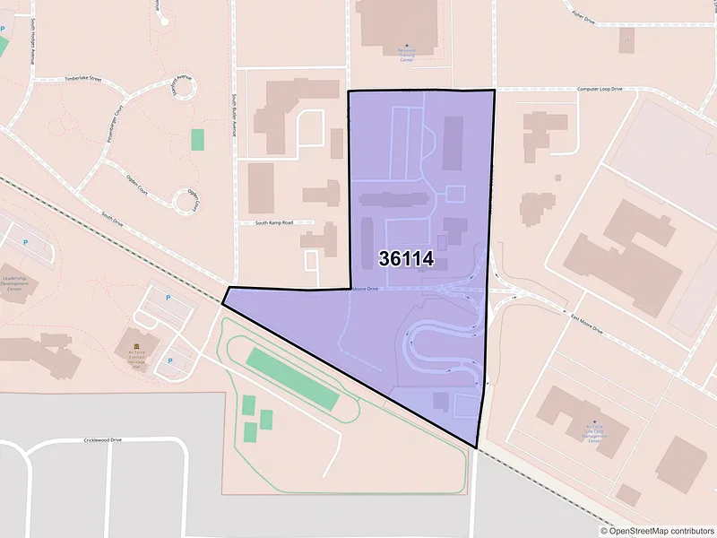 Map of ZIP Code 36114 — Montgomery, AL