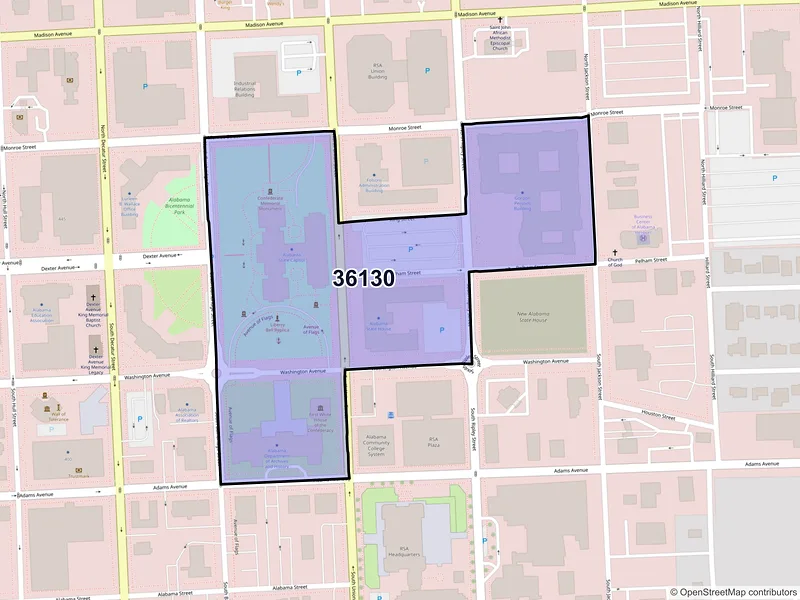 Map of ZIP Code 36130 — Montgomery, AL