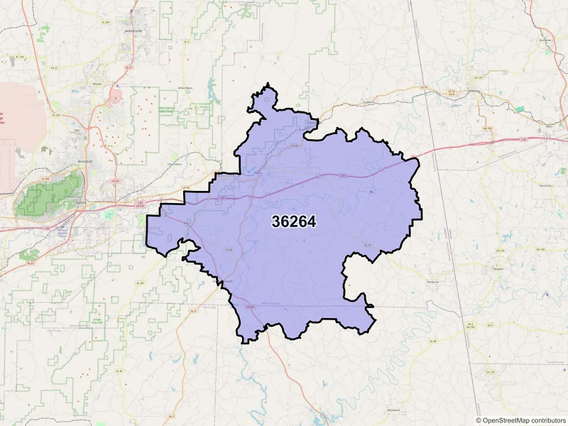 Map of Heflin, Alabama and ZIP codes