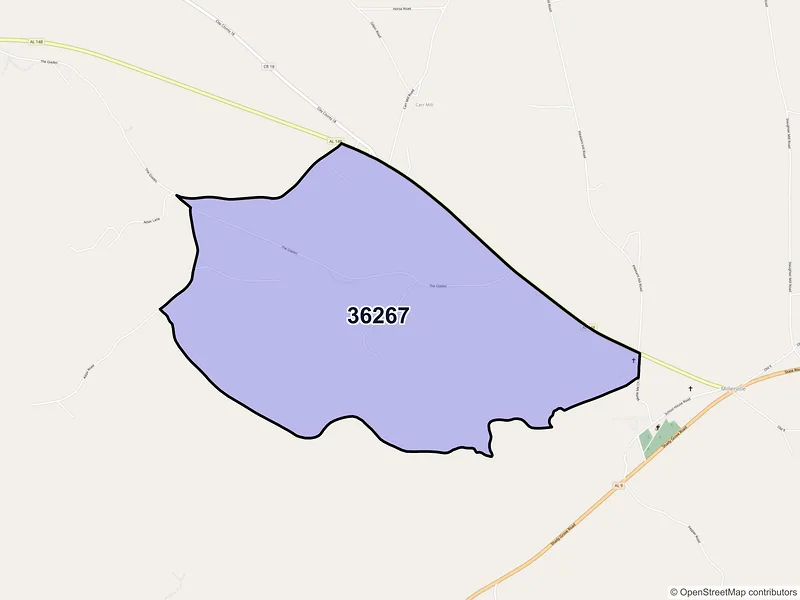 Map of Millerville, Alabama and ZIP codes