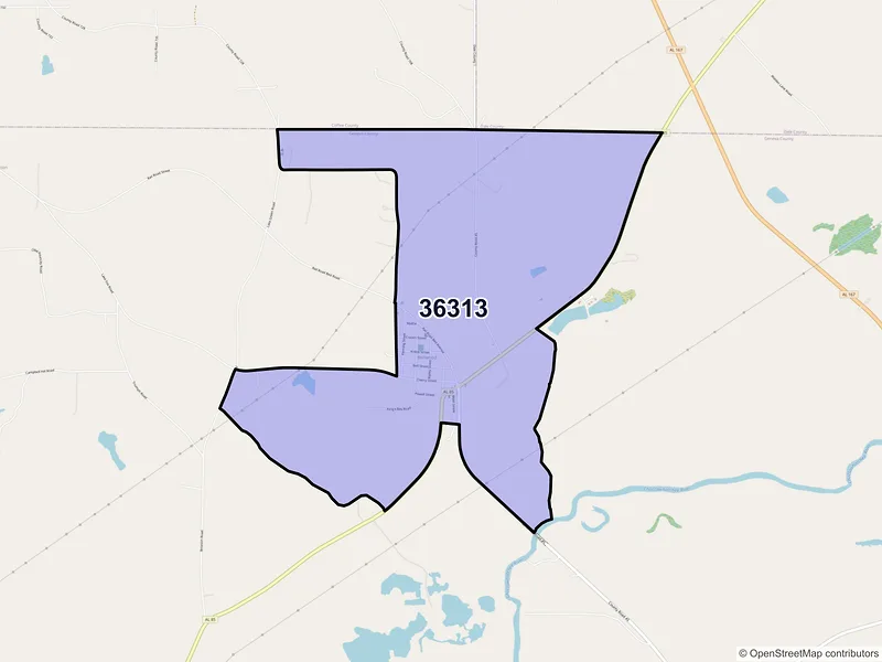 Map of Bellwood, Alabama and ZIP codes