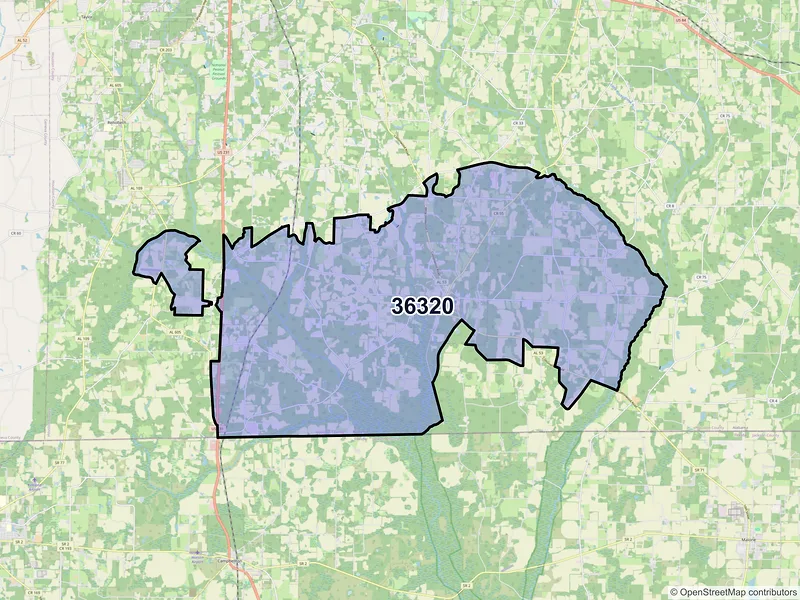 Map of Cottonwood, Alabama and ZIP codes