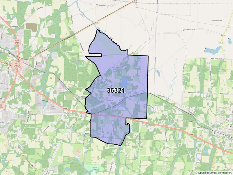 Map of ZIP Code 36321 — Cowarts, AL
