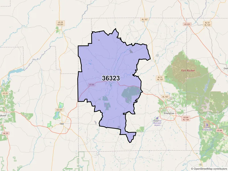 Map of ZIP Code 36323 — Elba, AL