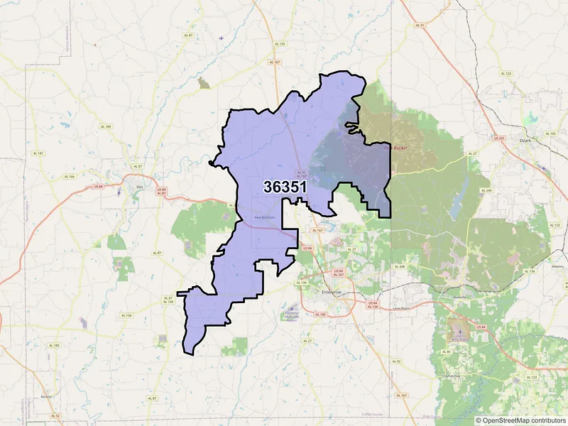 Map of New Brockton, Alabama and ZIP codes