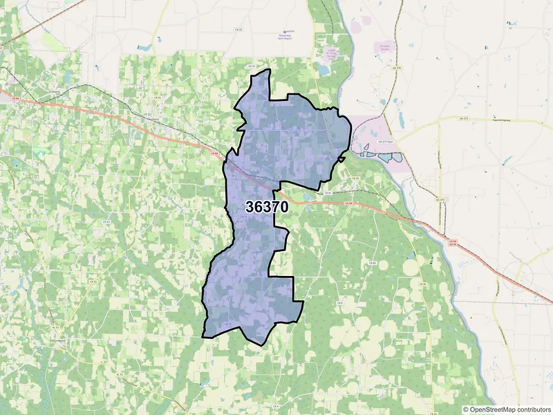Map of ZIP Code 36370 — Pansey, AL