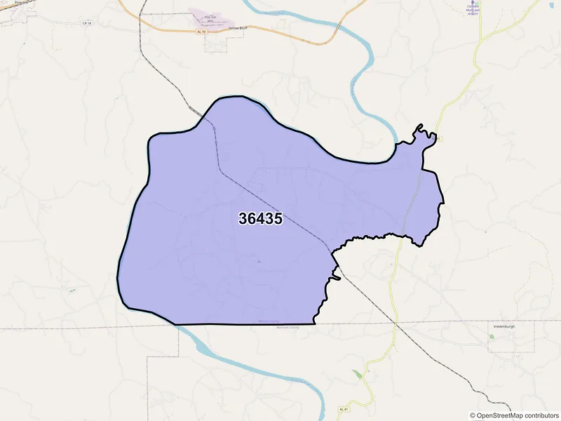 Map of ZIP Code 36435 — Coy, AL