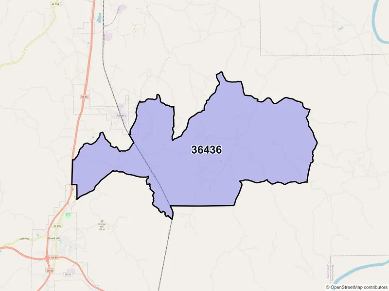 Map of Dickinson, Alabama and ZIP codes