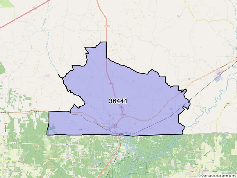Map of ZIP Code 36441 — Flomaton, AL