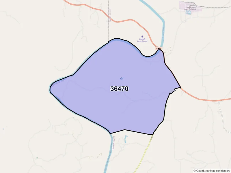 Map of Perdue Hill, Alabama and ZIP codes