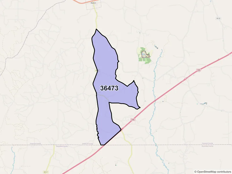Map of ZIP Code 36473 — Range, AL