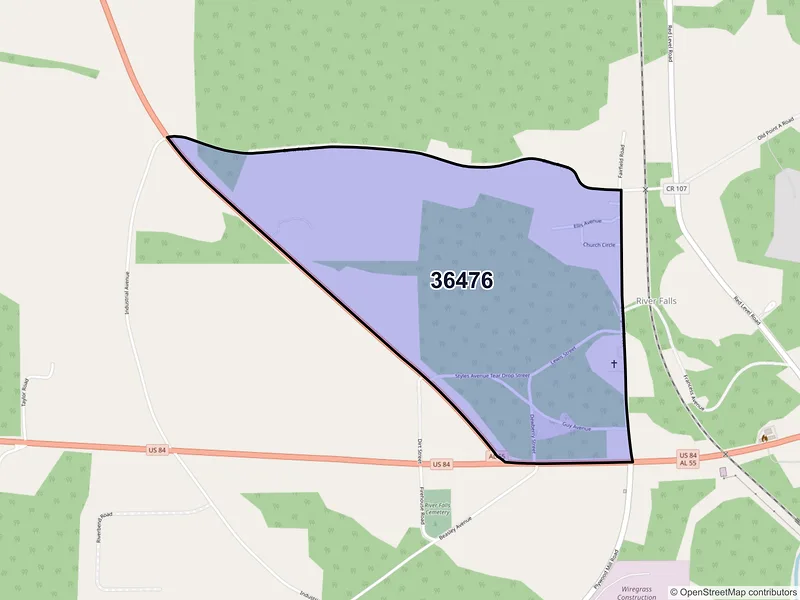 Map of River Falls, Alabama and ZIP codes