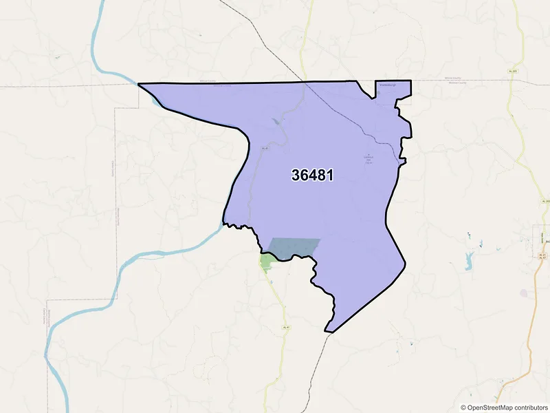 Map of ZIP Code 36481 — Vredenburgh, AL