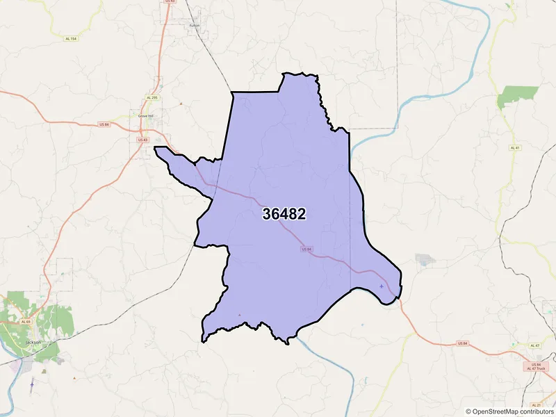 Map of ZIP Code 36482 — Whatley, AL