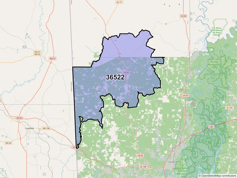 Map of Citronelle, Alabama and ZIP codes