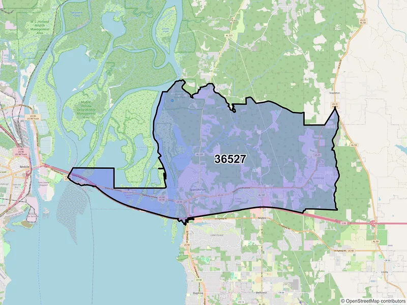 Map of ZIP Code 36527 — Daphne, AL