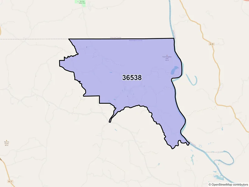 Map of ZIP Code 36538 — Frankville, AL