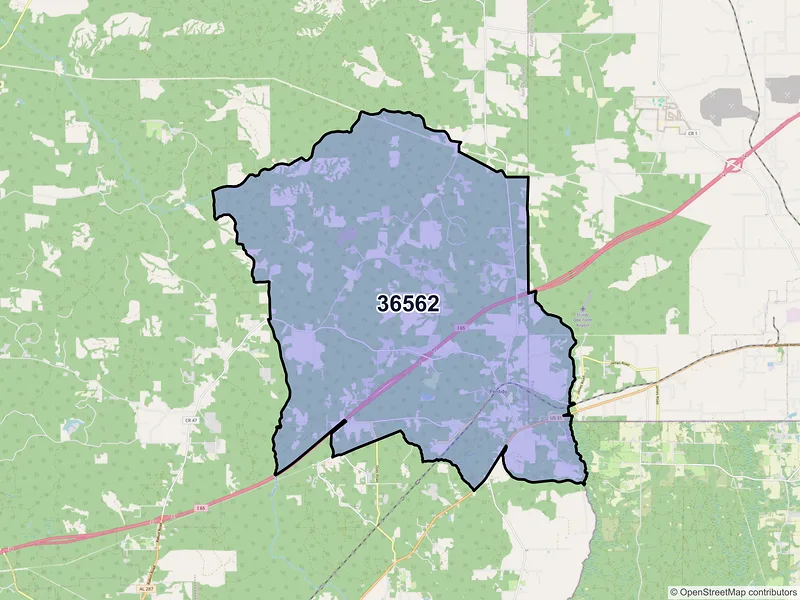 Map of ZIP Code 36562 — Perdido, AL
