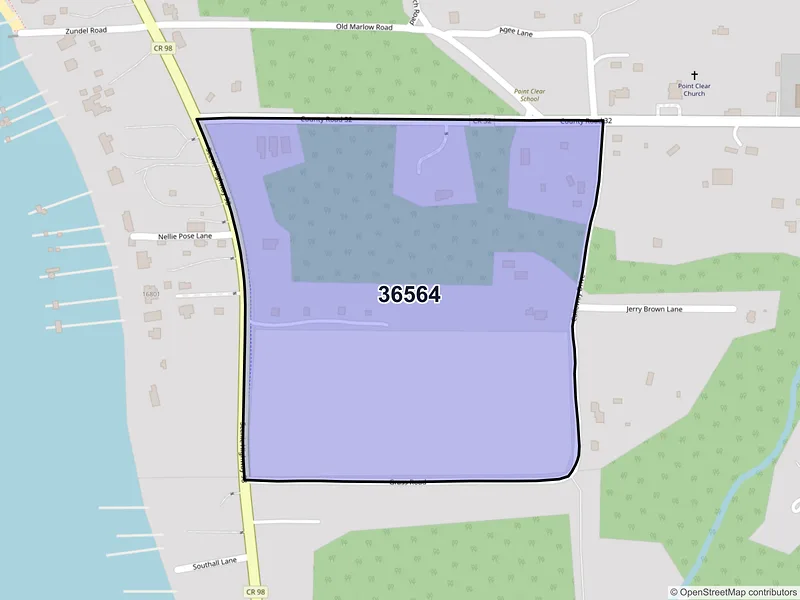 Map of Point Clear, Alabama and ZIP codes