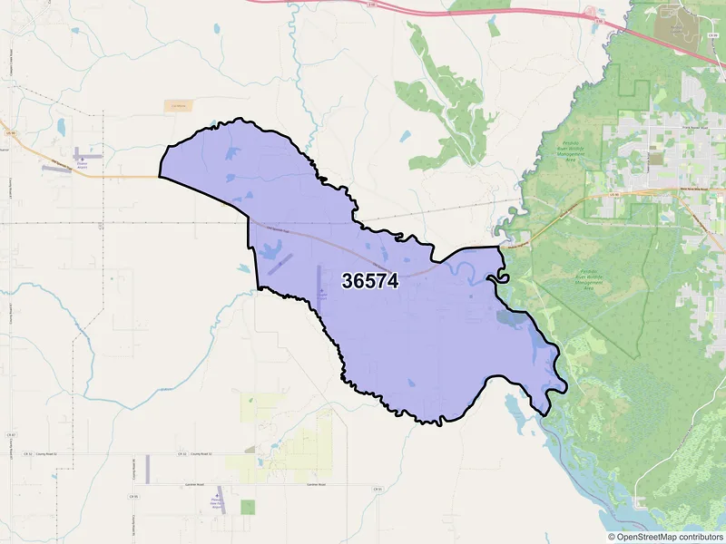 Map of Seminole, Alabama and ZIP codes
