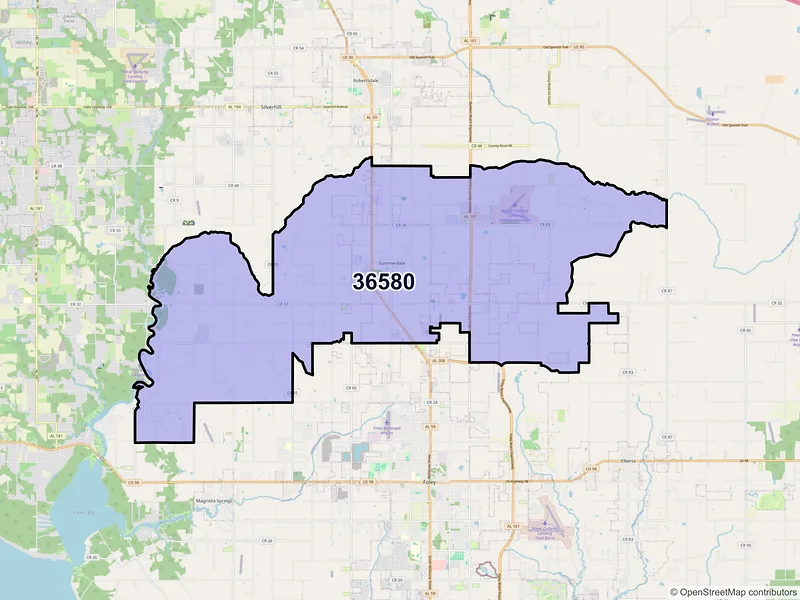 Map of Summerdale, Alabama and ZIP codes