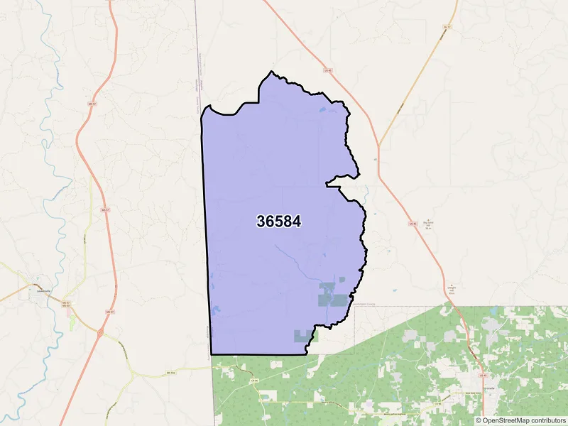 Map of Vinegar Bend, Alabama and ZIP codes