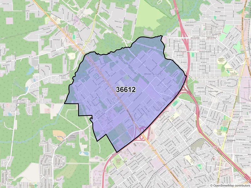 Map of ZIP Code 36612 — Mobile, AL
