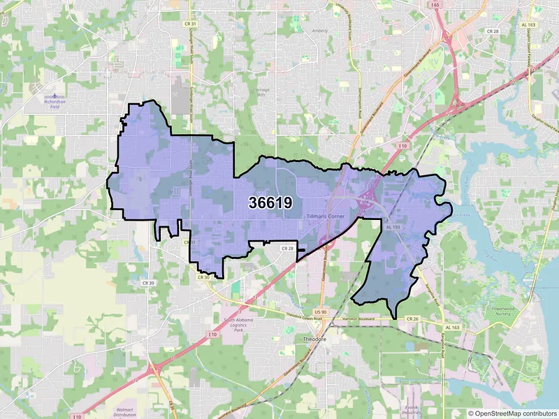 Map of ZIP Code 36619 — Mobile, AL