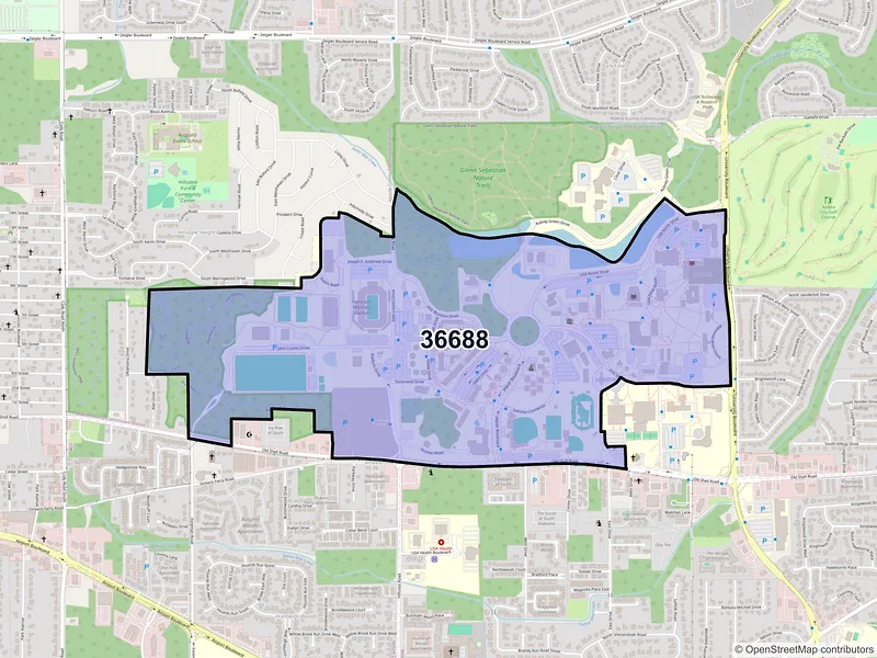 Map of ZIP Code 36688 — Mobile, AL
