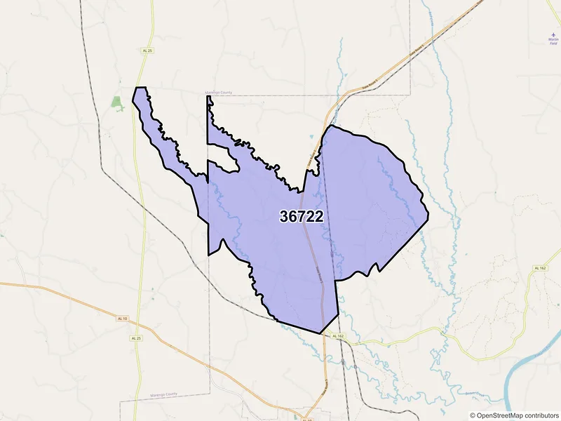 Map of ZIP Code 36722 — Arlington, AL