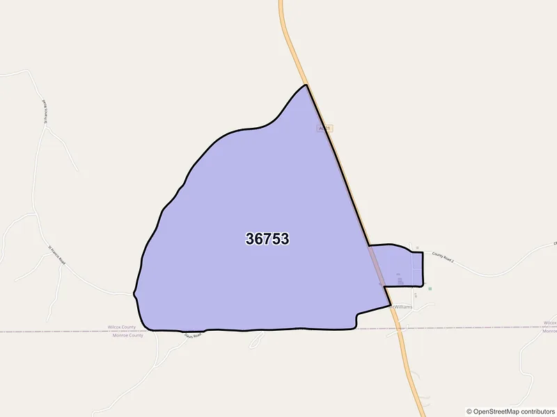 Map of Mc Williams, Alabama and ZIP codes