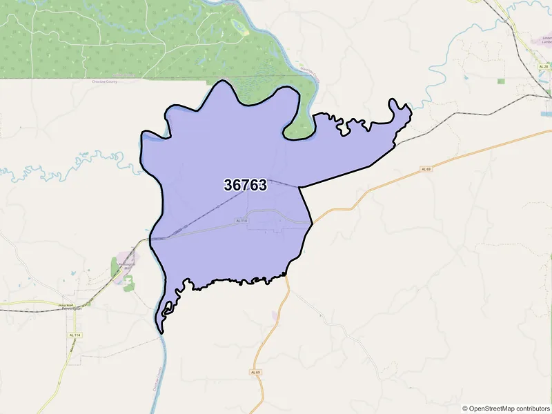 Map of Myrtlewood, Alabama and ZIP codes
