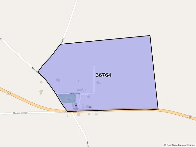 Map of Nanafalia, Alabama and ZIP codes