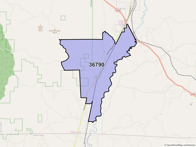 Map of ZIP Code 36790 — Stanton, AL