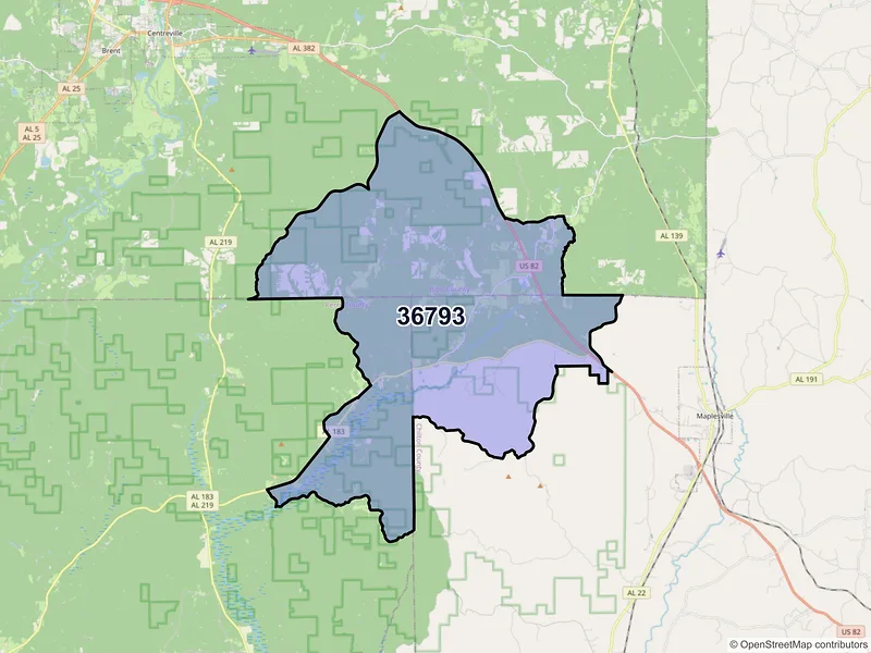 Map of Lawley, Alabama and ZIP codes