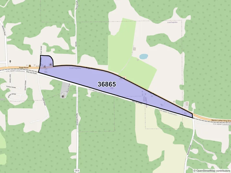 Map of Loachapoka, Alabama and ZIP codes