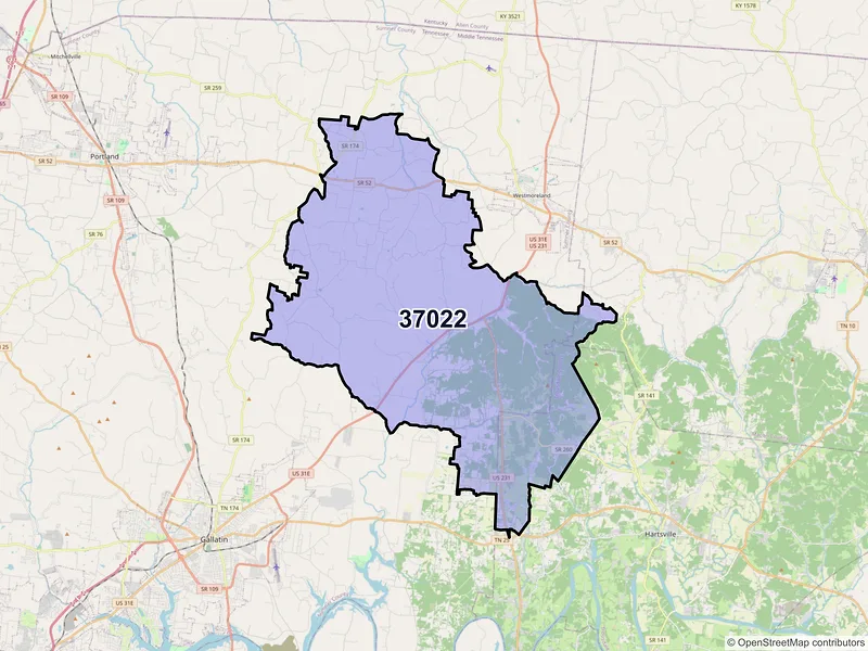 Map of Bethpage, Tennessee and ZIP codes