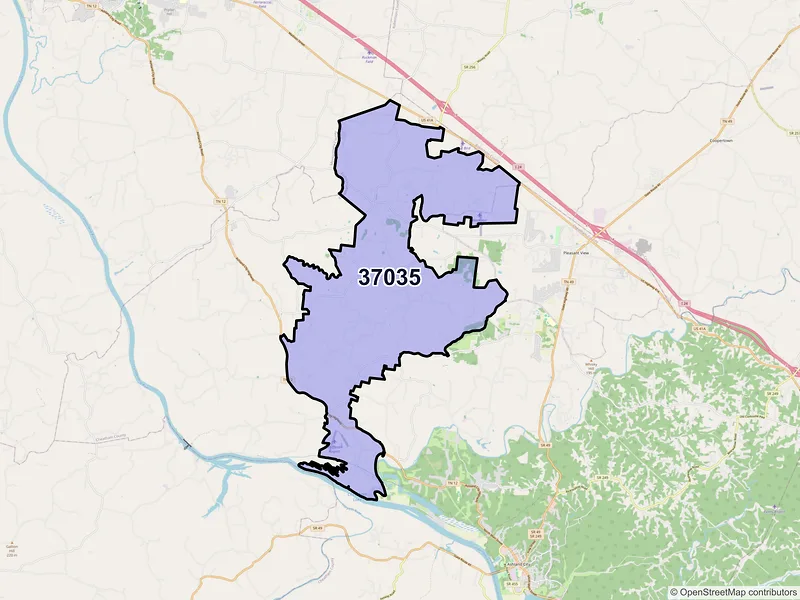 Map of Chapmansboro, Tennessee and ZIP codes