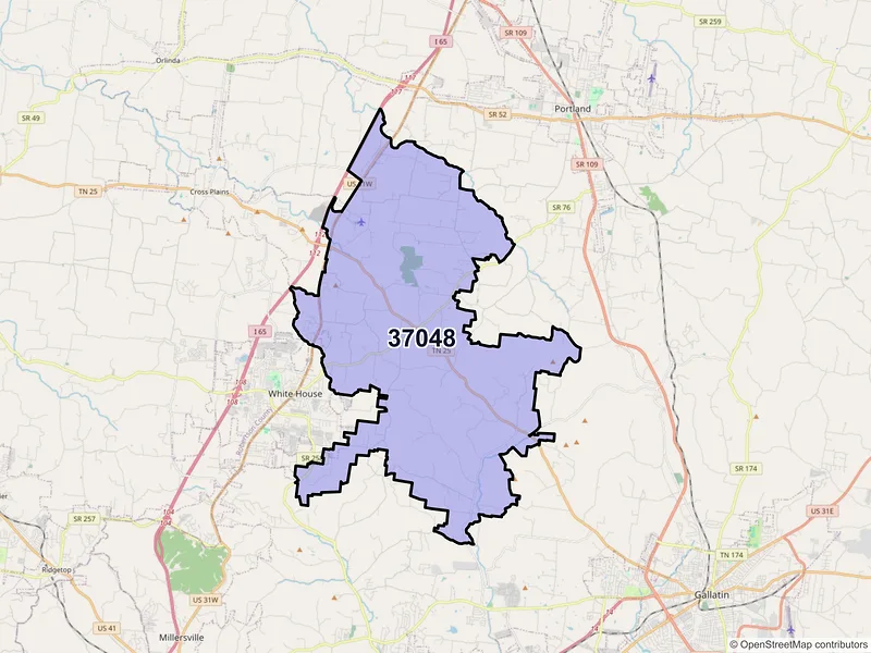 Map of Cottontown, Tennessee and ZIP codes