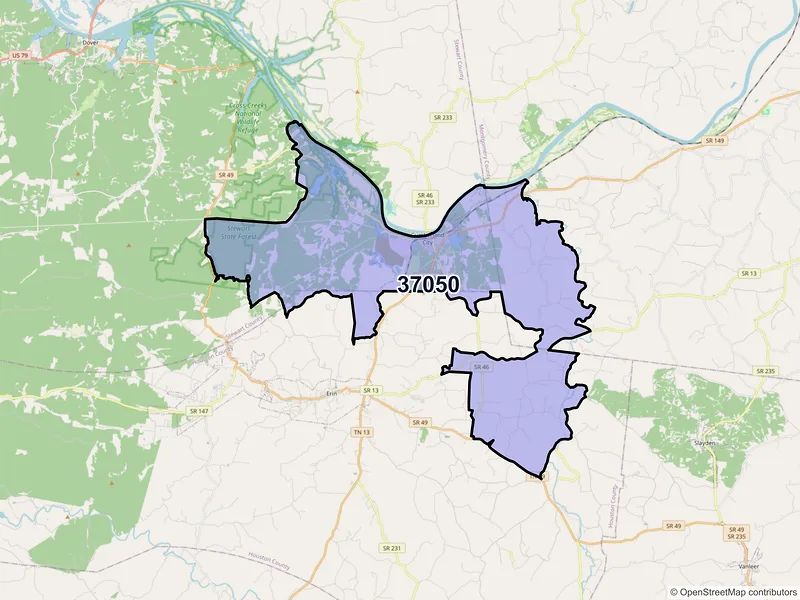 Map of Cumberland City, Tennessee and ZIP codes