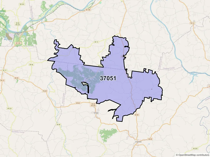 Map of ZIP Code 37051 — Cumberland Furnace, TN
